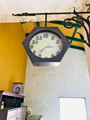Antique Hanging Clock Handmade - Unique Hexagonal Design - For Display