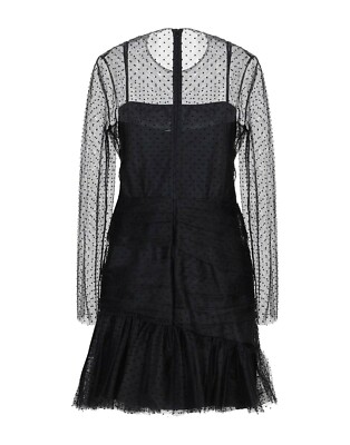 NWT Red Valentino Lace Tulle Sheer Dot Bow Dress Black-w/Slip 6U.S