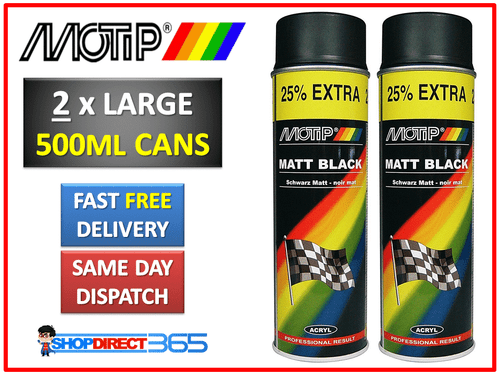 2 x  Motip Matt Black Spray Paint Can Aerosol Auto Car Multi-Purpose 500ml 04006 - Picture 3 of 3