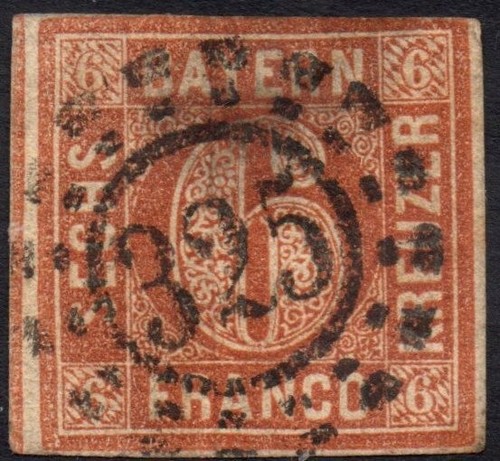 GERMANY Bavaria 1850/1858 - 5 - Used 6 kreuzer #S#DR1