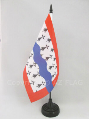 Drapeau De Table Cantal – 21x14 Cm – Petit Drapeau Bureau Département 21 Auvergne – Socle & Hampe Inclus