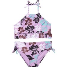 Raisins Girl's 12 2 Pc Aloha Guava Island Set Purple Halter Bikini Swimsuit