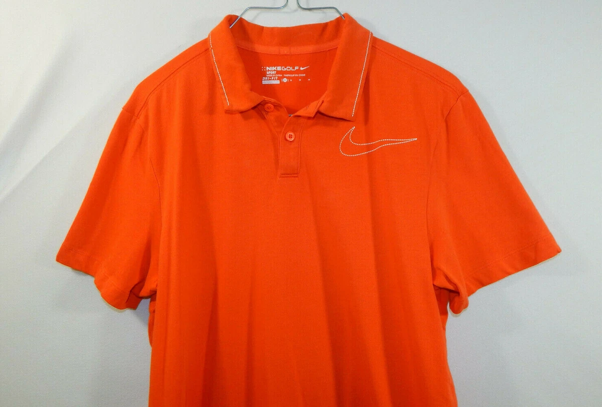 Nike Dri Fit Golf Sport Mens Short Sleeve Polo Golf Shirt Orange Size MEDIUM M