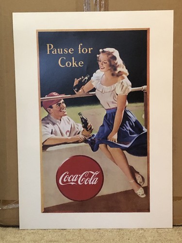 Pause for Coke 1994 World of COCA-COLA Vintage POSTER nos WOMAN+Baseball Player - 第 1/12 張圖片