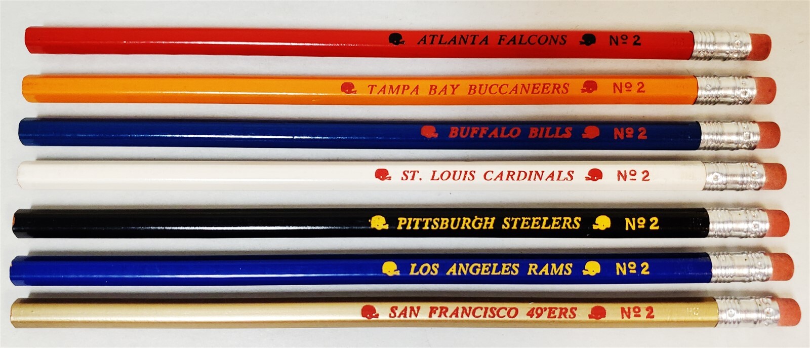 D47 7080'S VINTAGE LOT OF 27 NFL TEAM PENCILS UNSHARPENED! ASSORTMENT