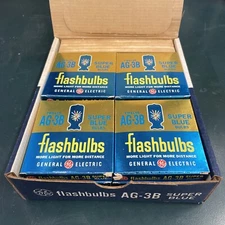 New GE Blue FLASHBULBS AG-3B - 12 Packs of 12 - 144 Bulbs  AG-1B  AG3B AG1B