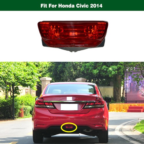 1 PC Rear Bumper Center Fog Light Lamp Red Lens For Honda Civic 2014 34500TR0H51 - Foto 1 di 7