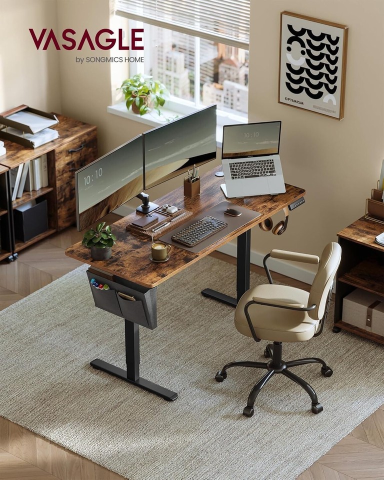 VASAGLE Electric Standing Desk, Height Adjustable Desk, 60 x 110 x (72