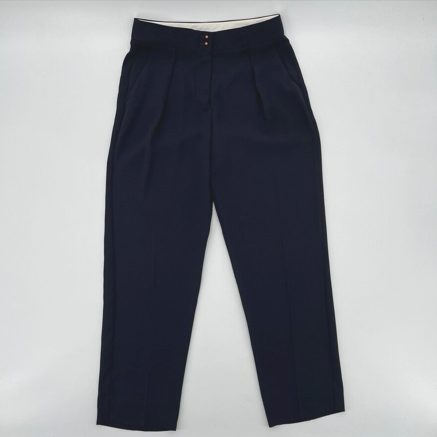 navy blue dress ankle pants See by Chloe Women's Ankle Dress Pants Sz 36 US 4 Navy Blue Pleated High  Waist