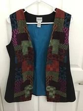 Chico's Multicolor Geometric Design Sleeveless Vest Size 1 = Medium