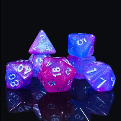   CyberPurple Dice Set Poly RPG DnD Dungeons Dragons AD&D Pathfinder d20