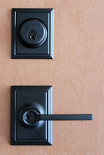 Schlage Matte Black Addison Latitude Lever Keyed Entry Door Lock Deadbolt Combo