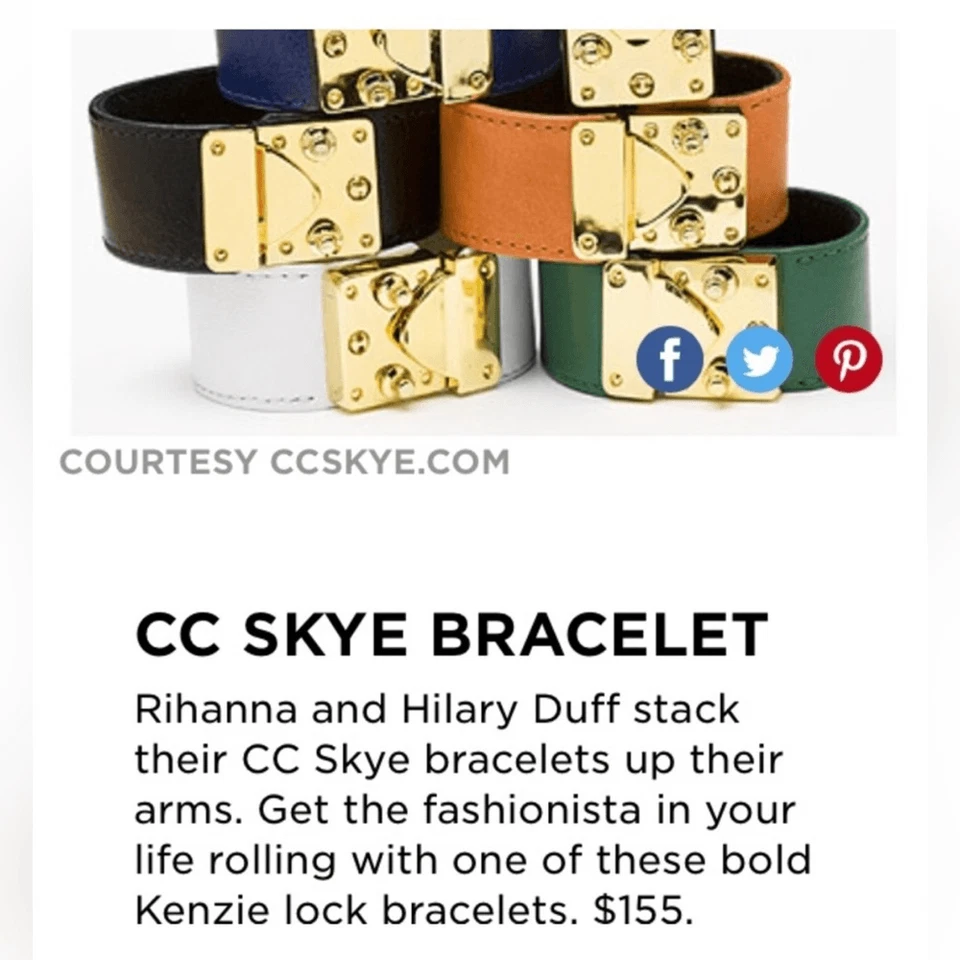 CC Skye Black Leather Kenzie Lock Bracelet - Image 3 of 4