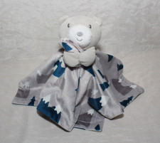 Baby Essentials Blue Gray Bear Security Blanket Lovey Lovie 15" x 15"