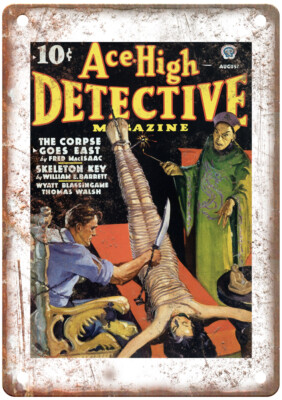 1936 Pulp Cover Ace High Detective v01 n01 Retro Look Metal Sign J976