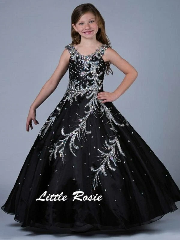 NEW Little Rosie Girls Glitz Long National Pageant Dress LR2049