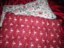TWO DOG CAT PET BEDS CHRISTMAS and SANTA HATS PINK FLAMINGO SCARFS RNAMENTS DEER