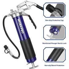 WORKPRO 14 oz Heavy Duty Grease Gun Kits 6000PSI 18" Flexible Hose 2 Fixed Tubes