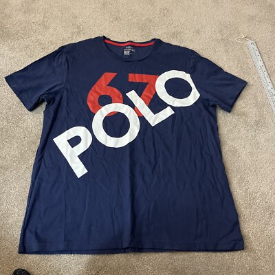Polo Ralph Lauren Mens Navy Blue Polo-67 Logo Print Short Sleeve T