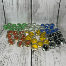Lot Of 60 Marbles Mostly Swirls Great Assortment Blue Green Black Orange