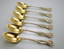 1 DOMINICK & HAFF ALEXANDRA STERLING DEMITASSE GOLD WASH SPOON - 4 1/4"(1 SPOON)