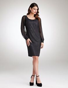 Black Sequin Chiffon Dress