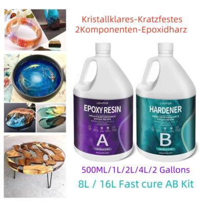 Fast Cure 1:1 Clear Epoxy Resi - 500ML 1L 2L 4L 8L 16L Kit Epoxidharz Epoxydharz