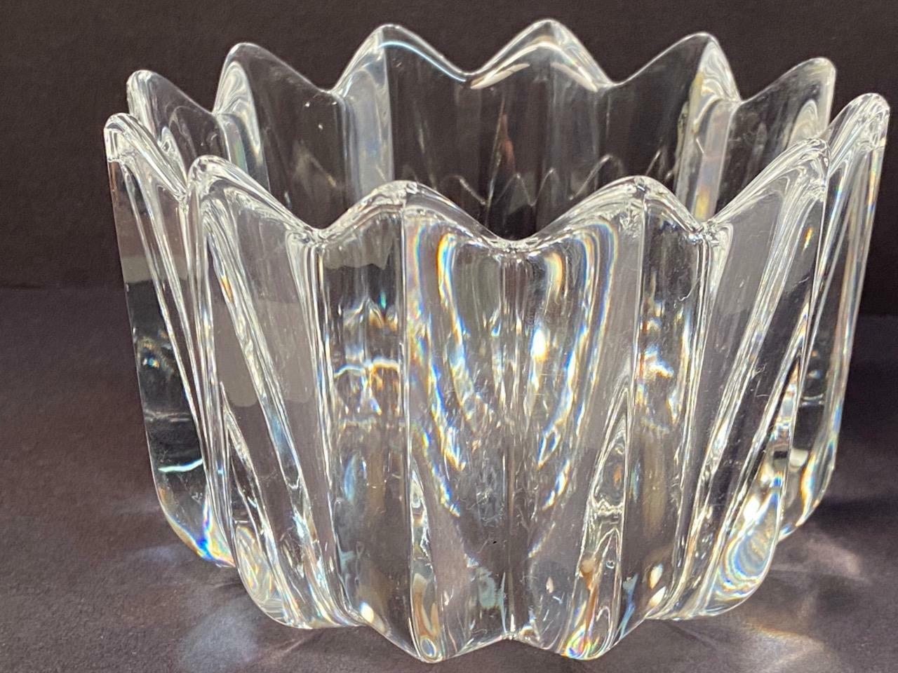Orrefors Sweden Clear Crystal Art Glass Crown Bowl Signed GREAT CONDITION |  eBay