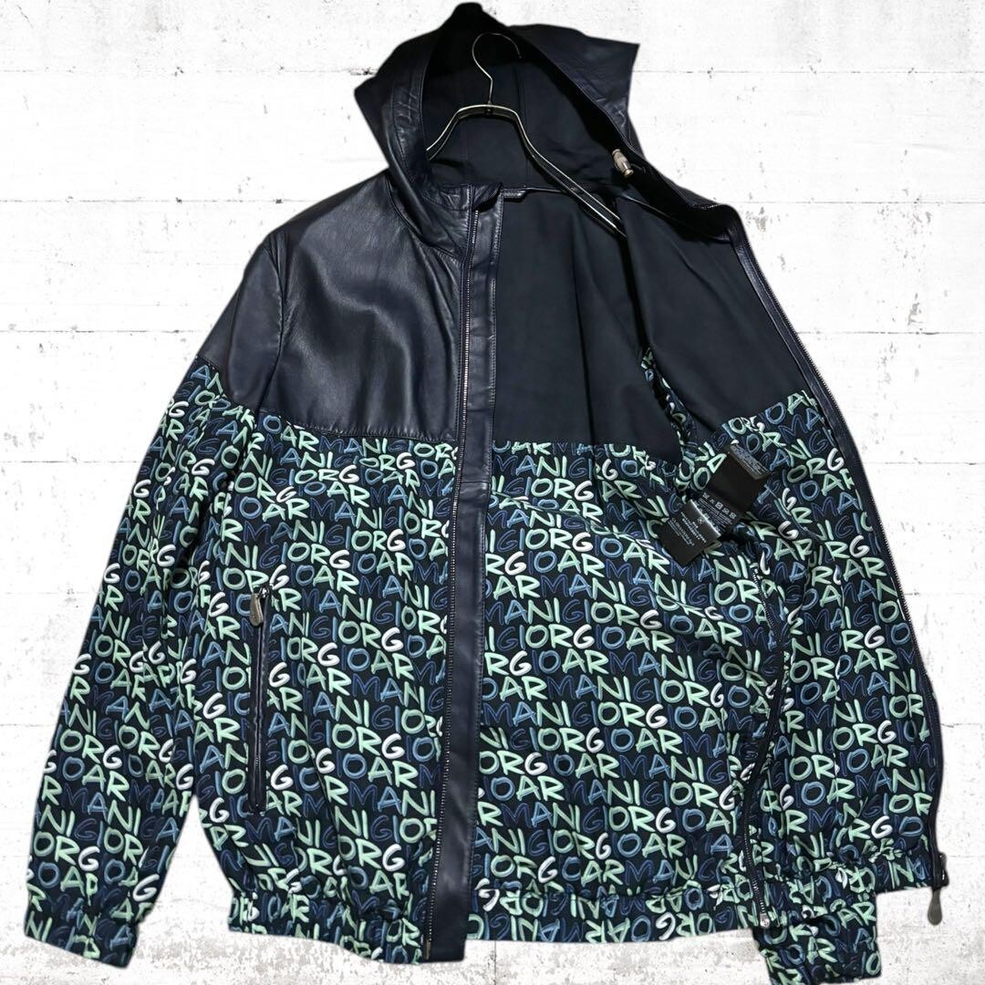 Giorgio Armani Lamb Leather Blouson Jacket Hooded Size 44 Made in