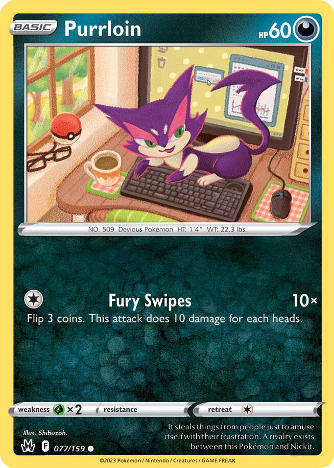 1x Purrloin 077/159 Crown Zenith Pokemon TCG Card NM | eBay