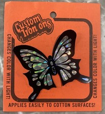 VINTAGE 70S CUSTOM IRON ONS BUTTERFLY HOLOGRAM IRON ON TRANSFER