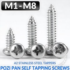 POZI PAN SELF TAPPING SCREWS A2 STAINLESS STEEL TAPPERS M1 M1.2 M1.4-M8, KAYS