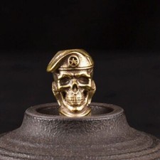 Brass Soldier Skull Pendant Knife Paracord Bead Lanyard EDC Decor