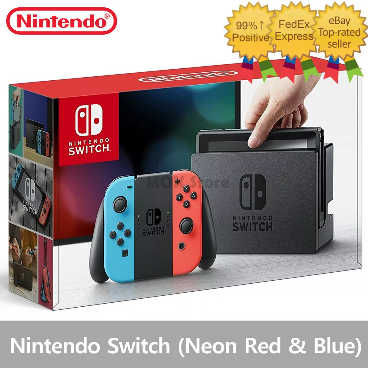 Manettes Nintendo Switch sans fil Joy Con - Bleu et rouge