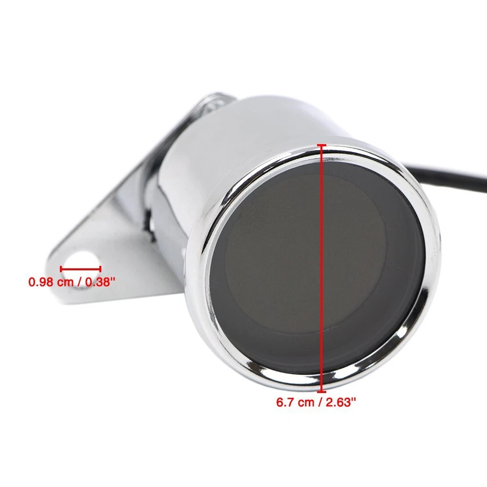 LCD Digital Motorcycle Gauge Universal Speedometer Tachometer Odometer Chrome - Image 4 of 4