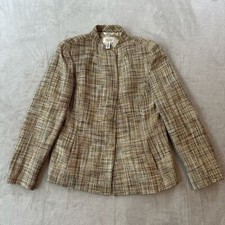 Vintage Talbots Made in USA of Italian Fabric Women’s 8 Beige Tan Tweed Jacket
