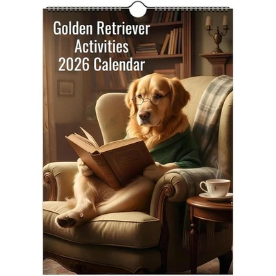 Golden Retriever Dog Calendar 2026 - Cute Photos Wall Decor for Dog Lovers