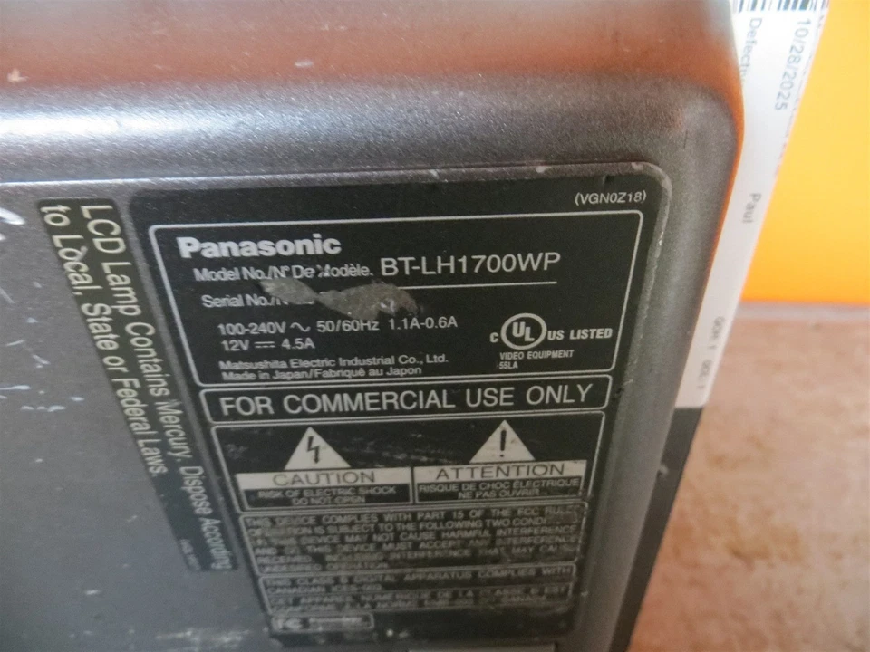 Dented Panasonic BT-LH1700WP 17" Video Production Monitor w/Stand AS-IS - Image 4 of 4