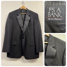 Jos A Bank Tuxedo Jacket 44L Black Wool Classic Formal Evening Wedding Party Tux