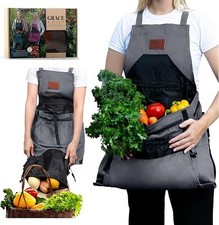 Apron with Pockets for Women  Men - Garden Apron 7 Pockets  Internal Drawstrin