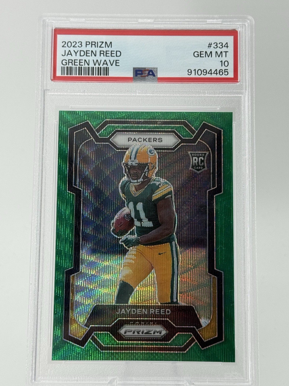 2023 Panini Prizm Rookies Green Wave Jayden Reed #334 PSA 10 GEM MT Rookie RC
