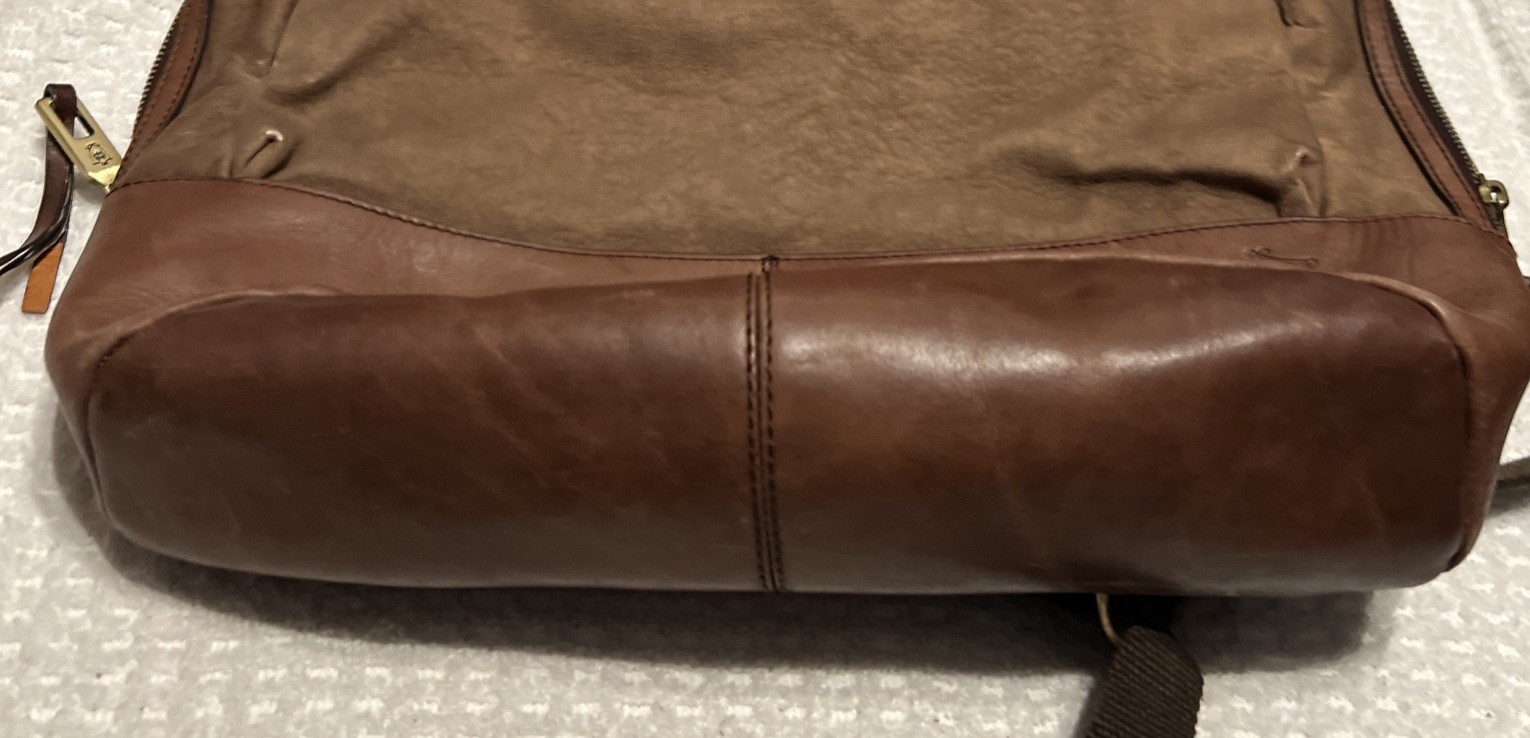 MASSIMO DUTTI Backpack Model 2137 Brown Canvas Le… - image 16