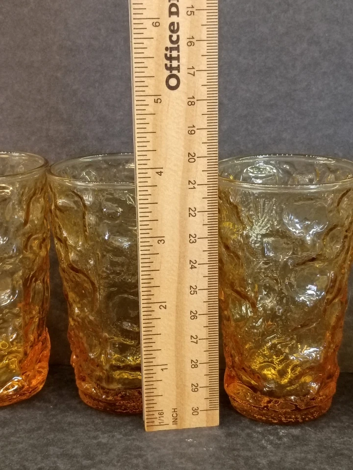 Винтажный набор из 4 желтых стаканов для сока Anchor Hocking Amber Lido Milano - Изображение 4 из 4