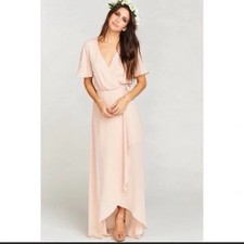 Show Me Your MuMu Wrap Maxi Dress Dusty Pink Sophia High Low Hem Women's Size S