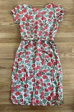 Vtg 50s 60s Mid Century Modern Women's Flower Tapestry Dress, Preowned
