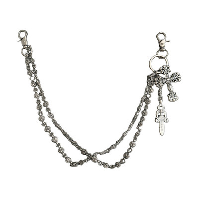 Chrome Hearts Silver Metal Chain for wallet Cross Dagger Charm Detachable