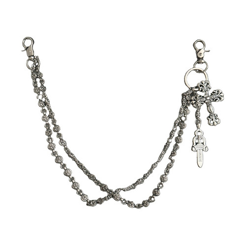 Chrome Hearts Silver Metal Chain for wallet Cross Dagger Charm Detachable