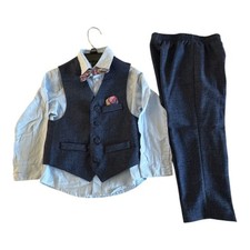 Nautica - Little Boys Striated Shirt, Vest, Bow-Tie and Pants, 4 Piece Set