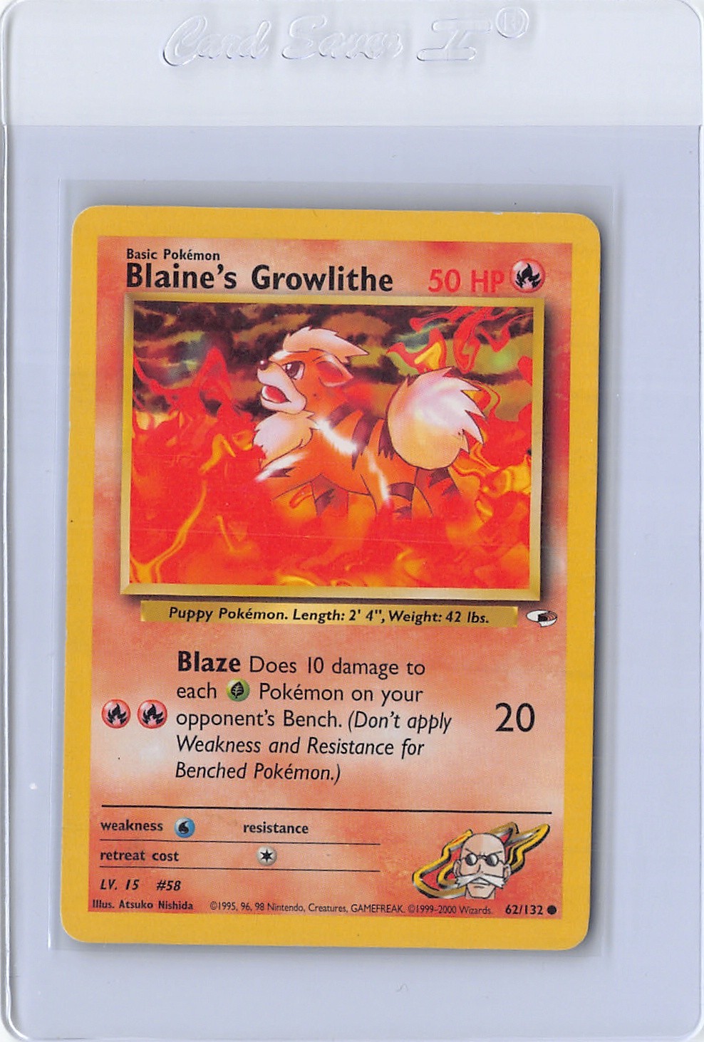 Blaine's Growlithe 62/132 WOTC Gym Heroes - Non-Holo Common Pokemon Card MP