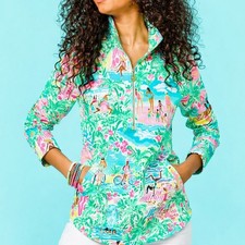 Lilly Pulitzer Skipper Popover Quarter Zip Let's Get Together Print Size Small